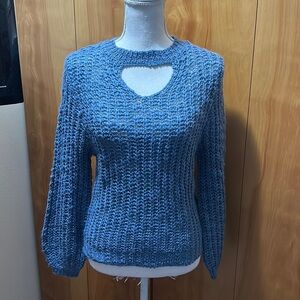 NWT Moral Fiber Francesca’s Blue Yarn Front Keyhole Sweater S